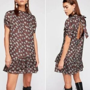 FREE PEOPLE NWT Coffee Break XS Mini Dress, Floral print, Bohemian Festi…